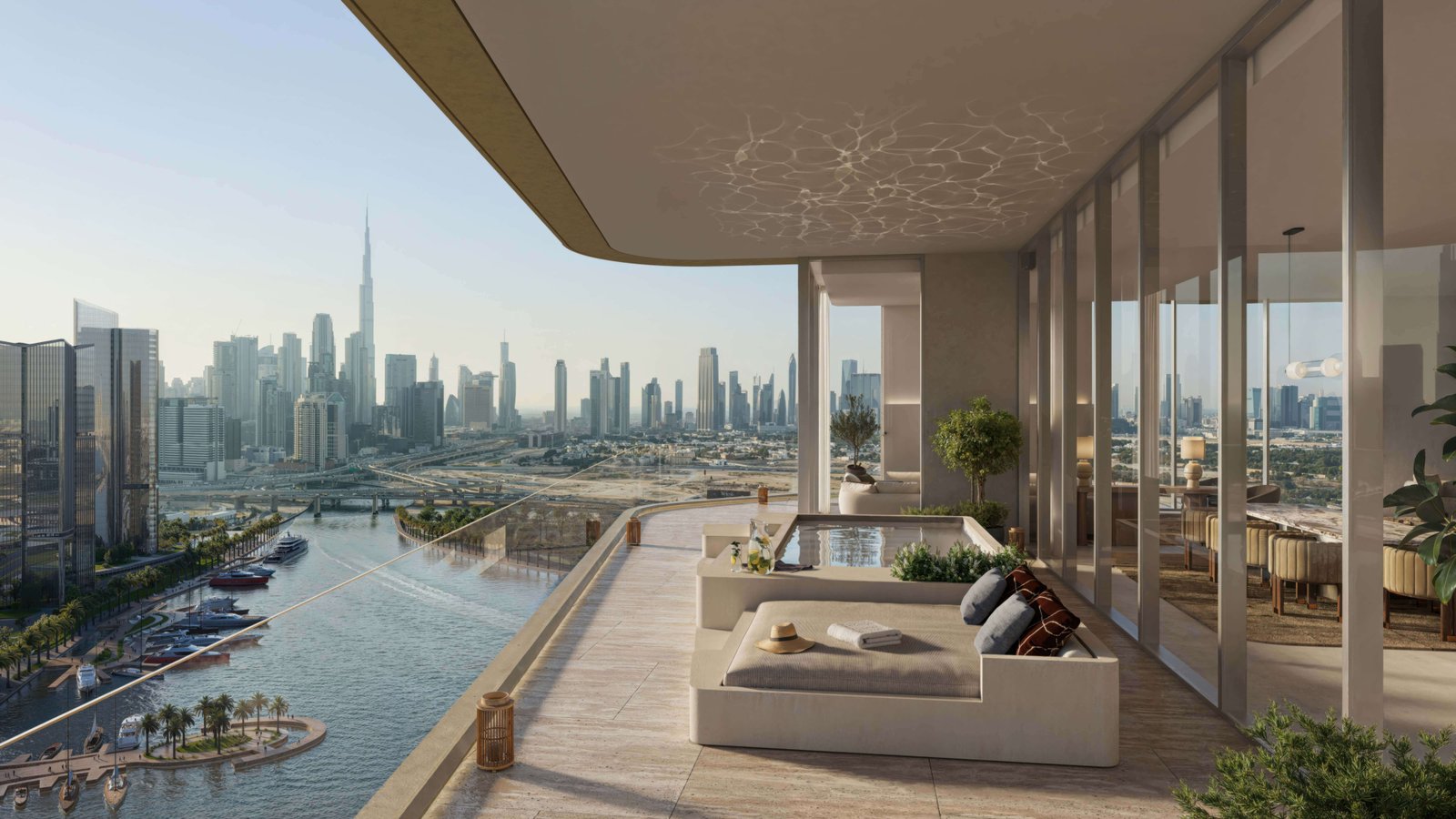 Terrace overlooking Dubai Canal